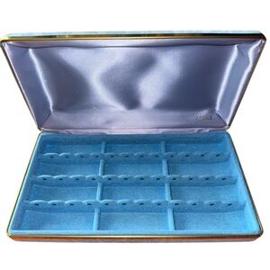 VTG MELE Blue Floral Portable Jewelry Organizer Hard Shell Case Spacious Clutch